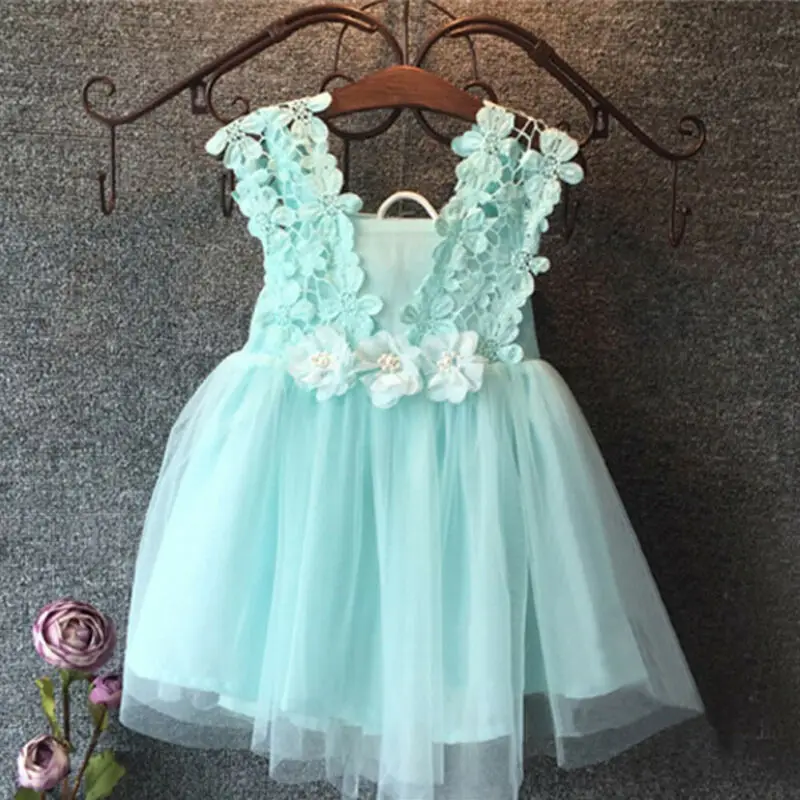 Кружевное бальное платье для маленьких девочек без рукавов с открытыми плечами