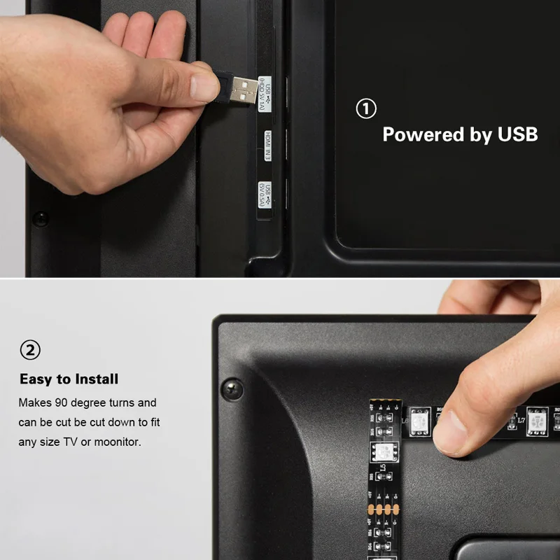 USB Светодиодная лента 5050 RGB гибкий светодиодный светильник DC5V изменяемый Цвет ТВ