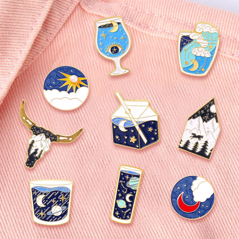Креативная модная эмалированная брошь на лацкан с изображением звездного неба в