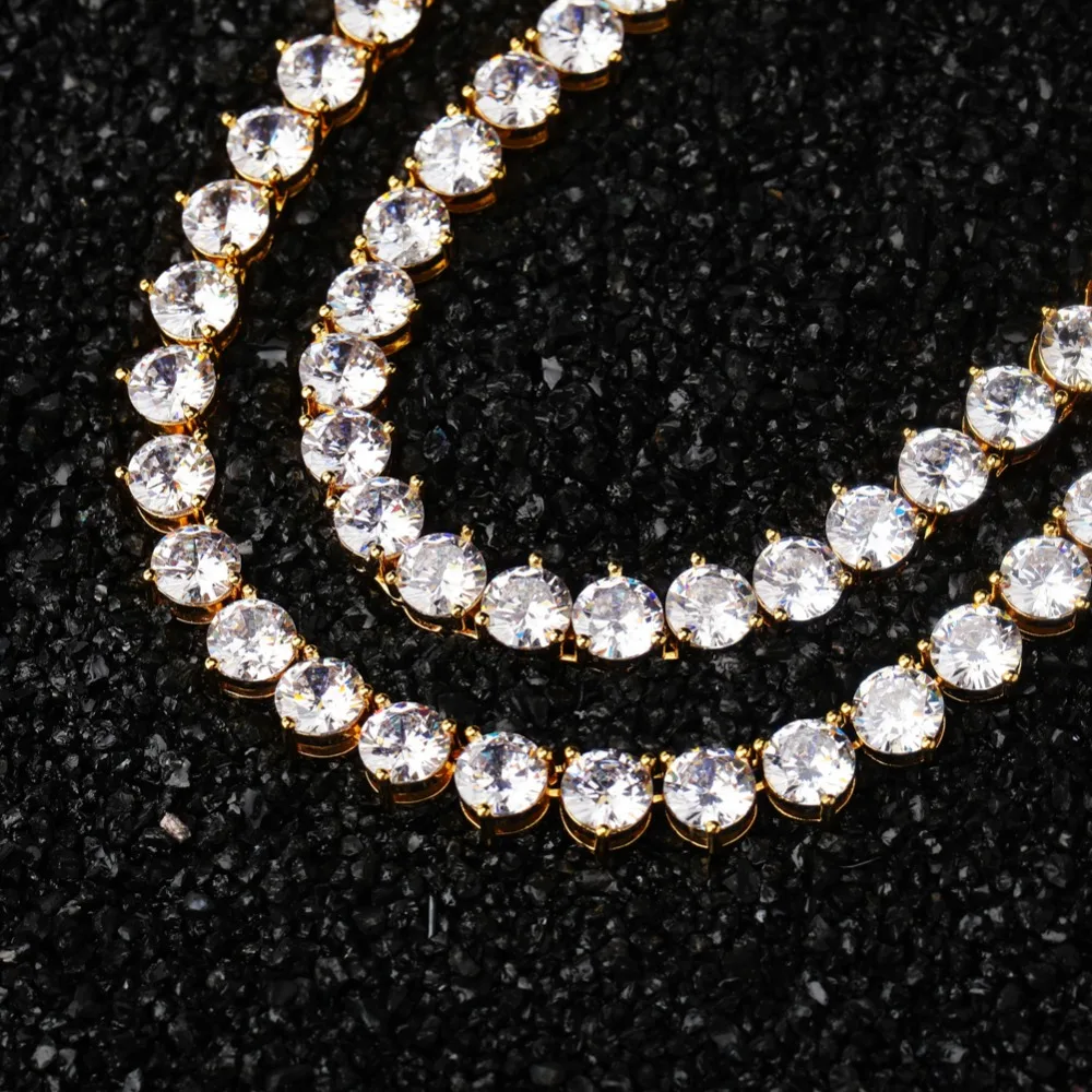 TOPGRILLZ Bling 3 зубец теннисная цепочка ожерелье 4 мм 6 мм мужская хип хоп Шарм Золото/Серебро Цвет ювелирные изделия Iced Out AAA кубический цирконий