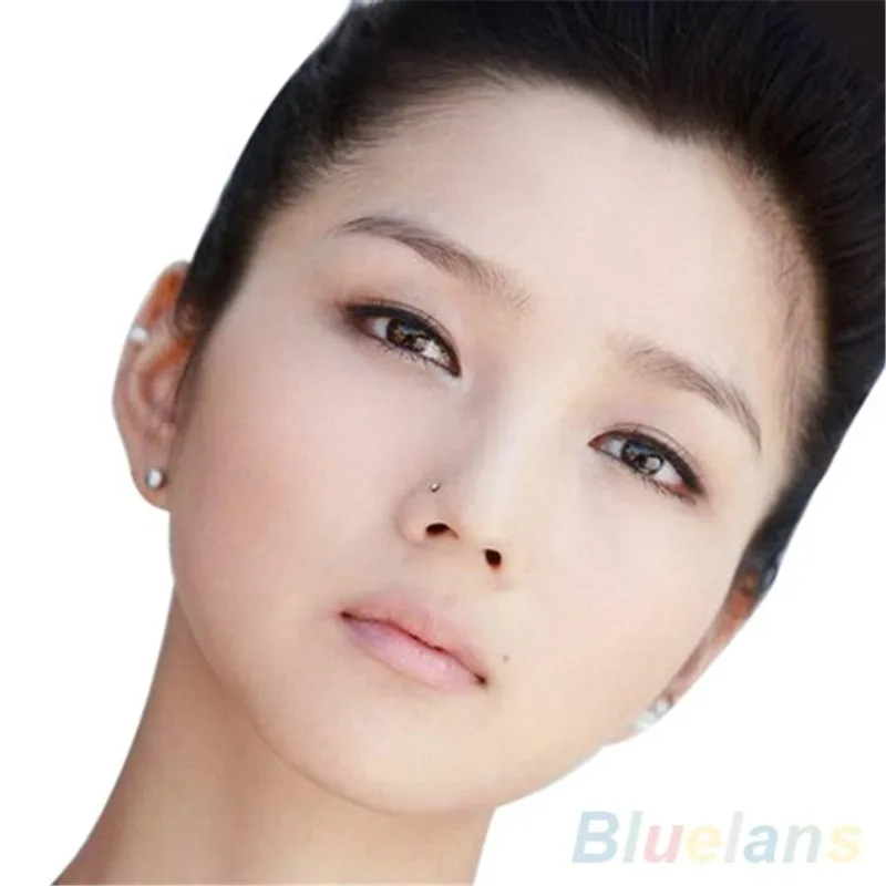 Трендовое кольцо-гвоздики с круглым кристаллом для пирсинга носа 24 шт./кор.