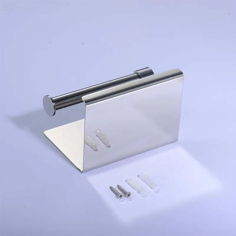 

Stainless Steel Wall Mounted Tissue Holder Rolling Toilet Paper Towel Holder With Phone Shelf Rack Bathroom Accessories