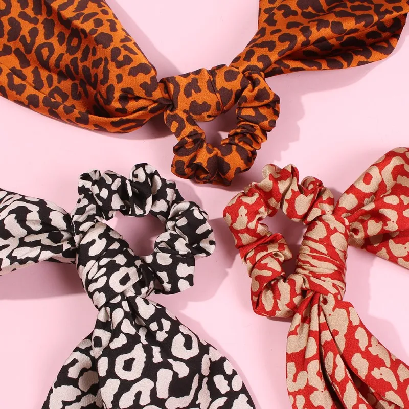 Fashion Leopard Bow Hair Ties Ropes Women Girls Jewelry Spot Pattern Scarf Ribbon Style Accessories F1500 | Украшения и