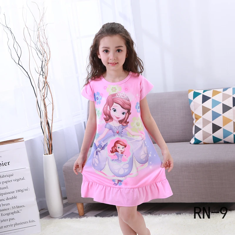 Модная ночная рубашка принцессы 2020 Детская одежда для сна Летние платья Пижамы