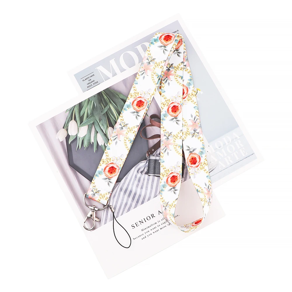 20pcslot bh1433 blinghero flower sunflower daisy rose lanyard keychain lanyard for key badges phone neck strap accessory free global shipping