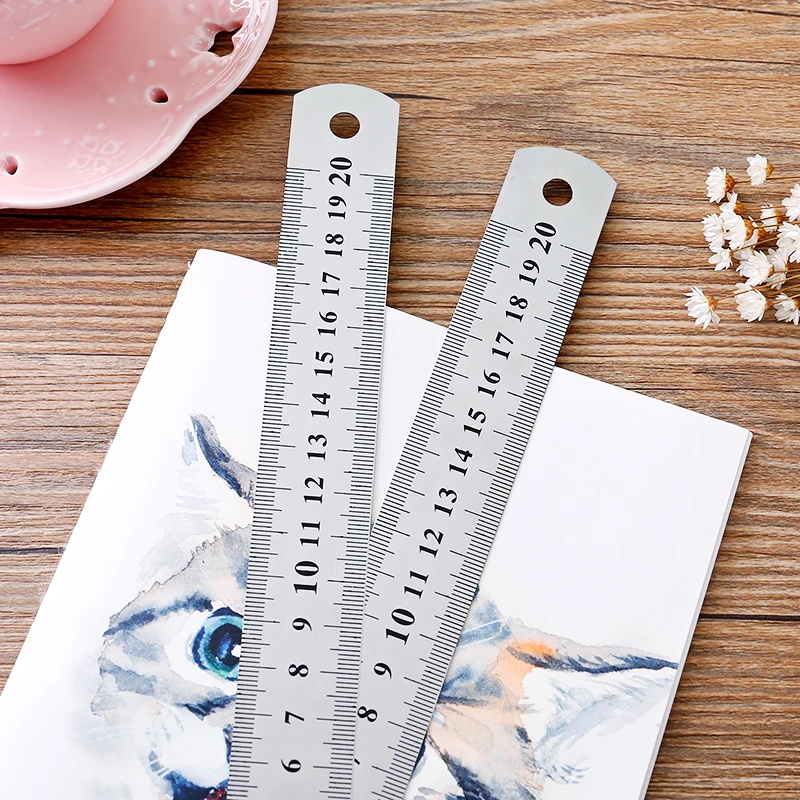 

Stainless Steel Straight Ruler Students Metal Stationery Double Sided Measuring Tool 15/20cm Rulers School Office Supplies