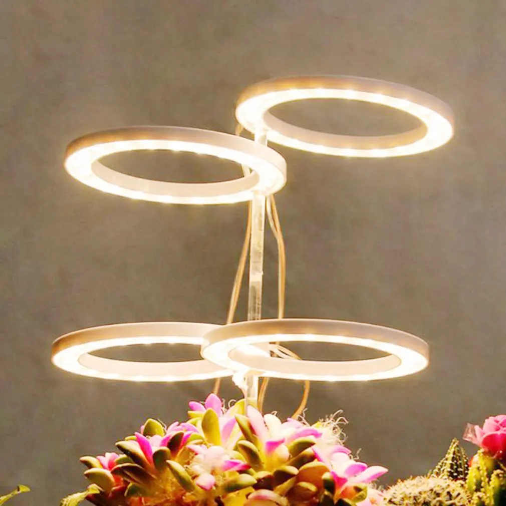 

4 Angel Rings LED Plant Growth Light Full Spectrum DC5V Plant Growth Light Greenhouse Succulent Plant Plant Seedling Fill Light