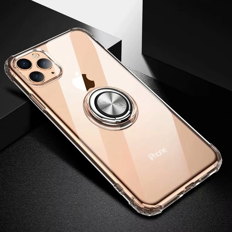 Transparent Чехол для Apple iphone 11 с кольцом магнитный штатив мягкий прозрачный защитный чехол для iphone 11 Pro Max iphone 11 11pro - Цвет: Transparent