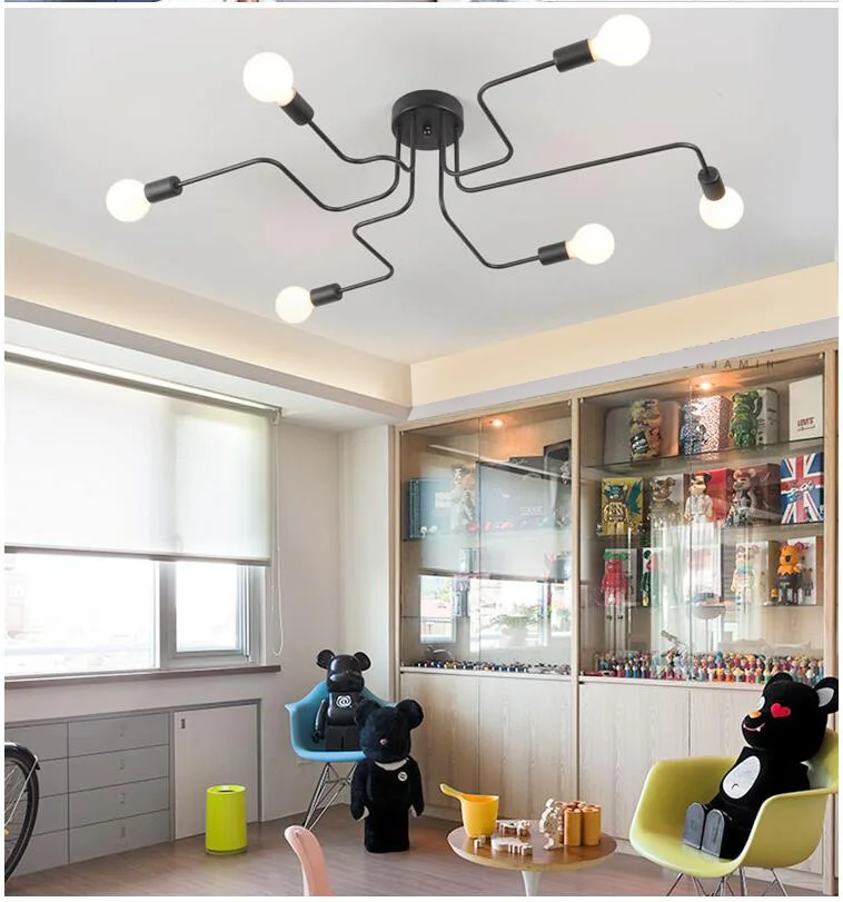 Многожильная металлическая люстра винтажная железная потолочная лампа Edison E27