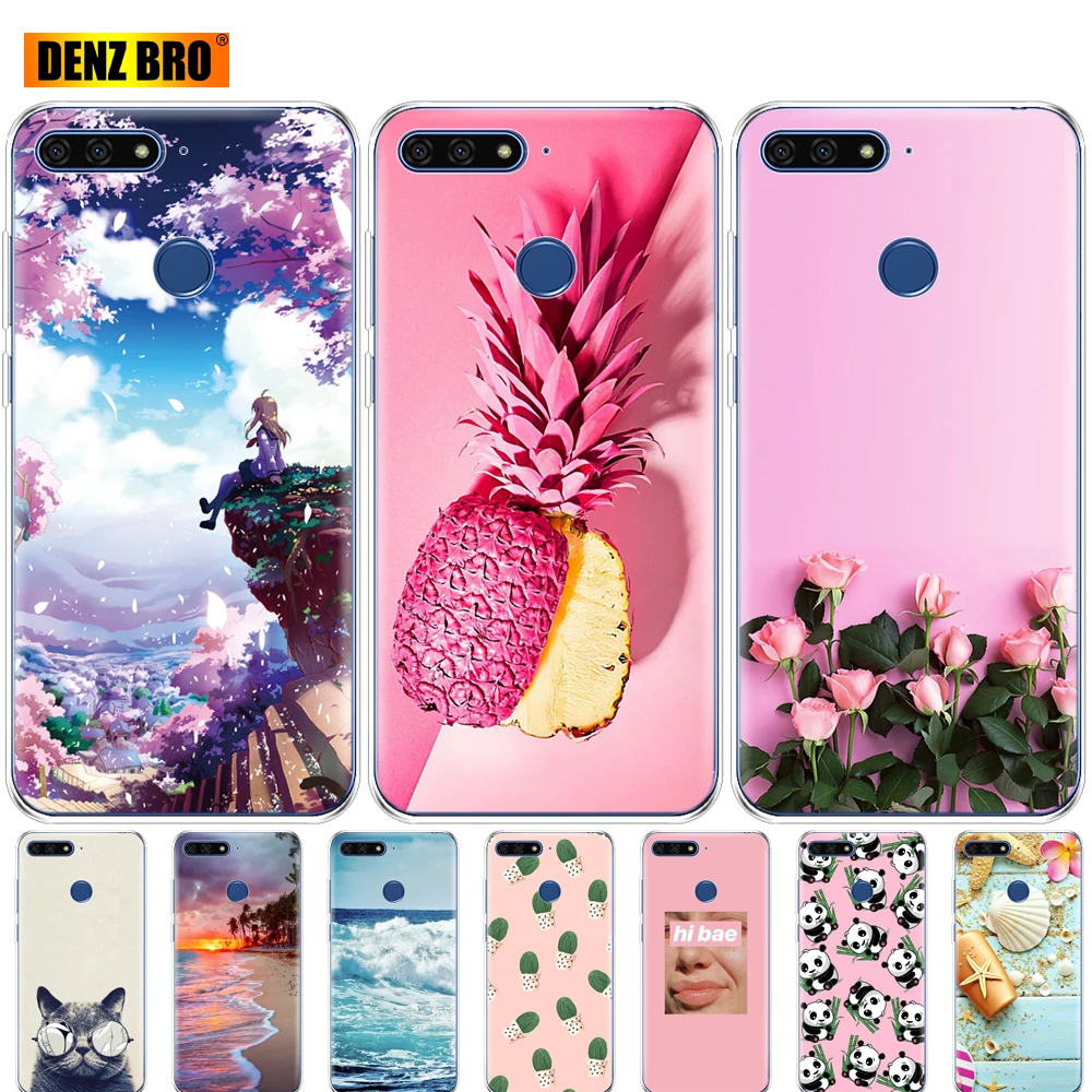 Чехол для huawei Y6 2018 дюйма искусственная кожа Мягкая силиконовая задняя крышка из
