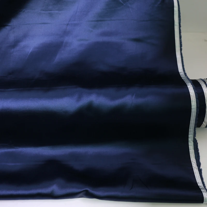 Navy Silk Cotton Satin Charmeuse Fabric for Wedding Dresses - Heavy 39 Momme, 100cm x 112cm image 4