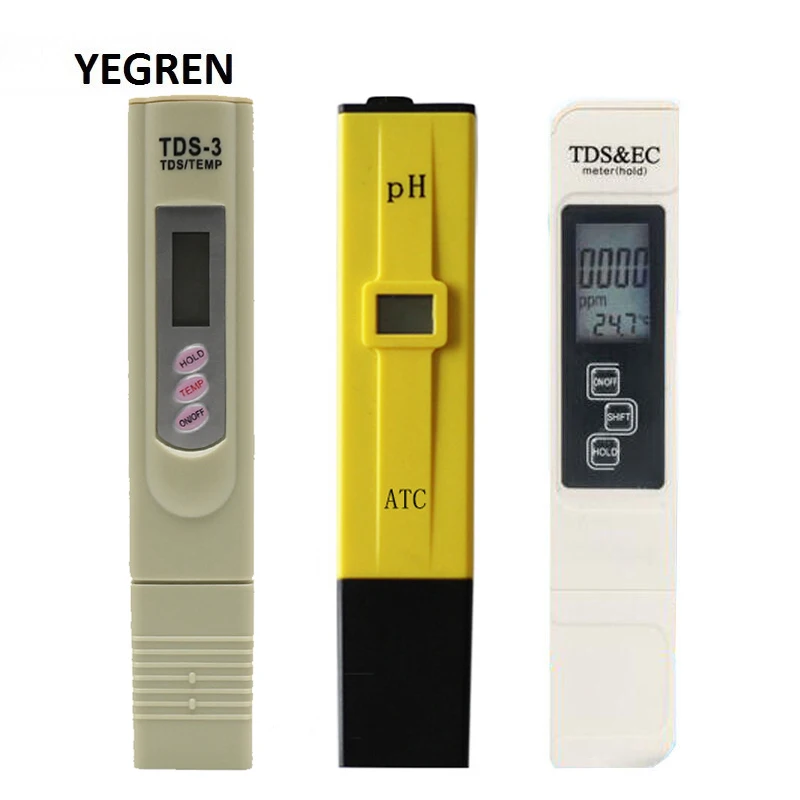 

3 Portable Digital Water Quality Test Set TDS Meter 0-14 PH Tester EC Conductivity Measure Pen Drinking Water Purity Test Tool