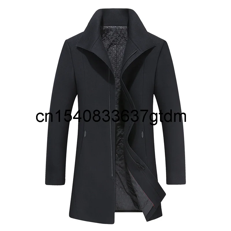 

Winter new men's fattening Plus Size Medium Long Lapel woolen coat men's fat men's cotton wool windbreaker men's