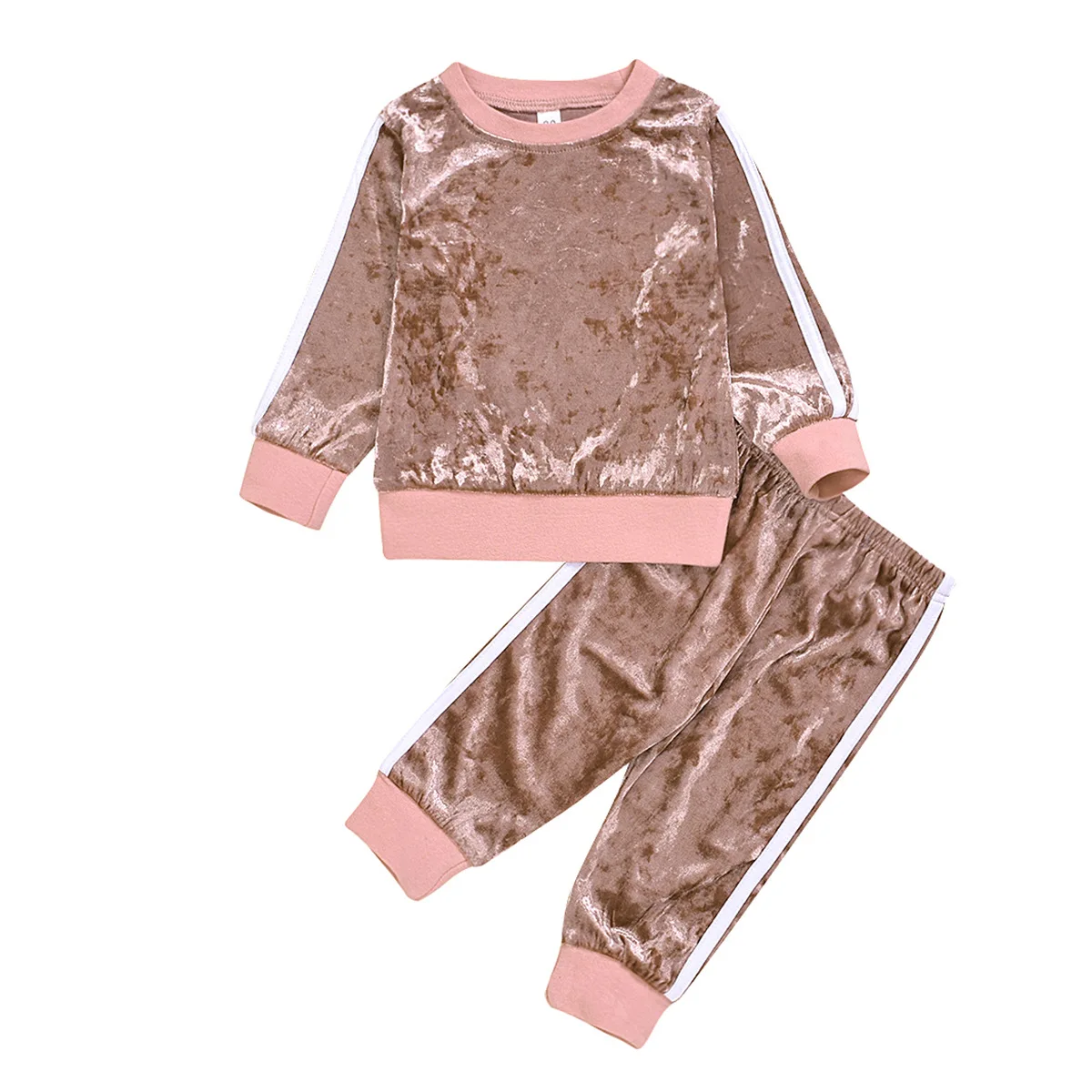 

2020 New spring Velvet Kids Baby Girls Clothes Sets Solid Long Sleeve T-shirt Tops + Pants 2PCS Outfit Sets 1-5T Dropshipping