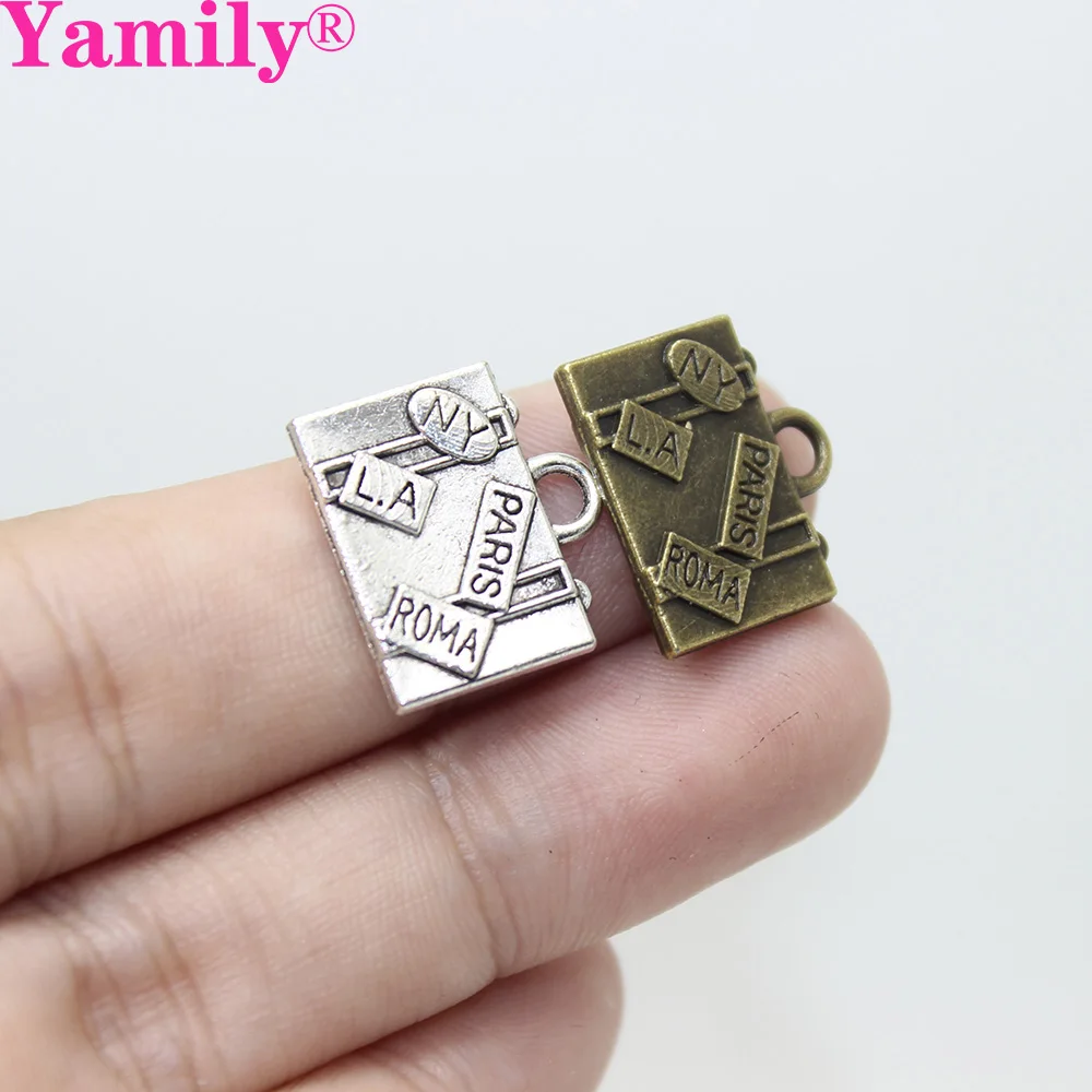 Yamily 20 шт./16x15 мм чемодан амулеты античное серебро Бронзовый багаж багажник Шарм Подвески для DIY поставки, ювелирные аксессуары