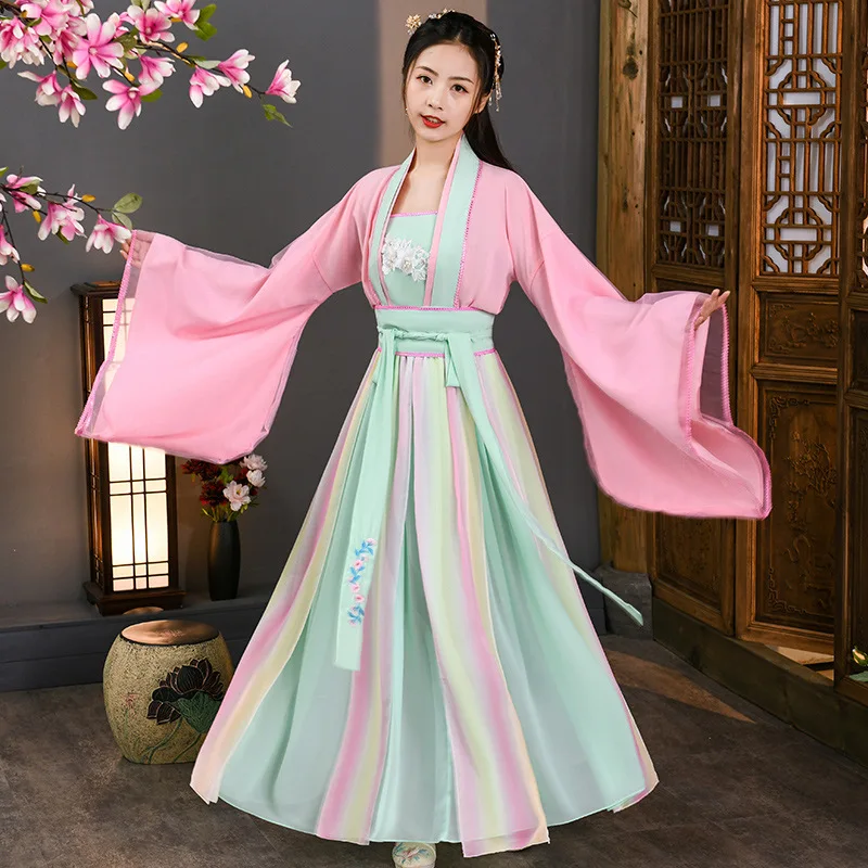 

Chinese Traditional Dress Chinese Style Ancient Costume Wide-Sleeved Fairy Hanfu Ming&Song Tang Dynasty Skirt Performance Costum