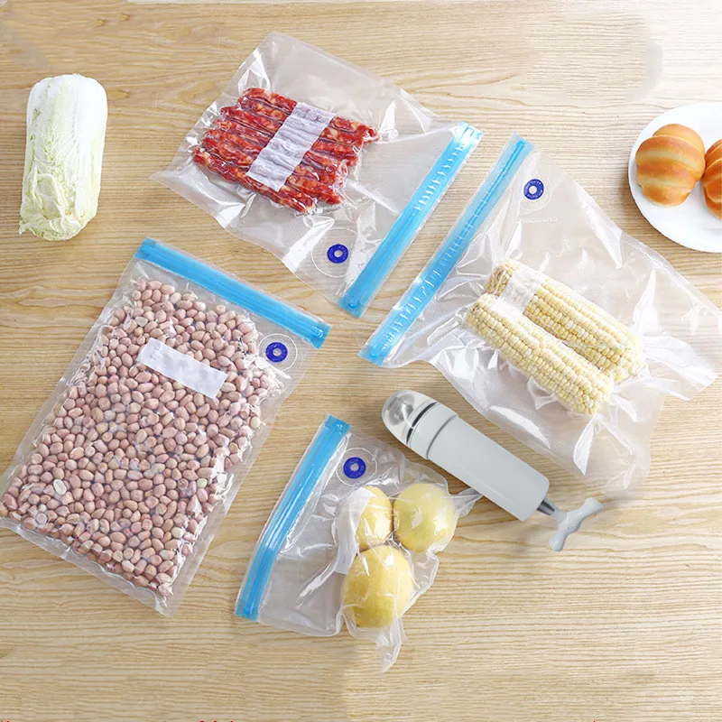 Вакуумные пакеты на молнии для хранения пищевых продуктов, Многоразовые Пакеты с пневмоклапаном, без БФА, бытовая техника