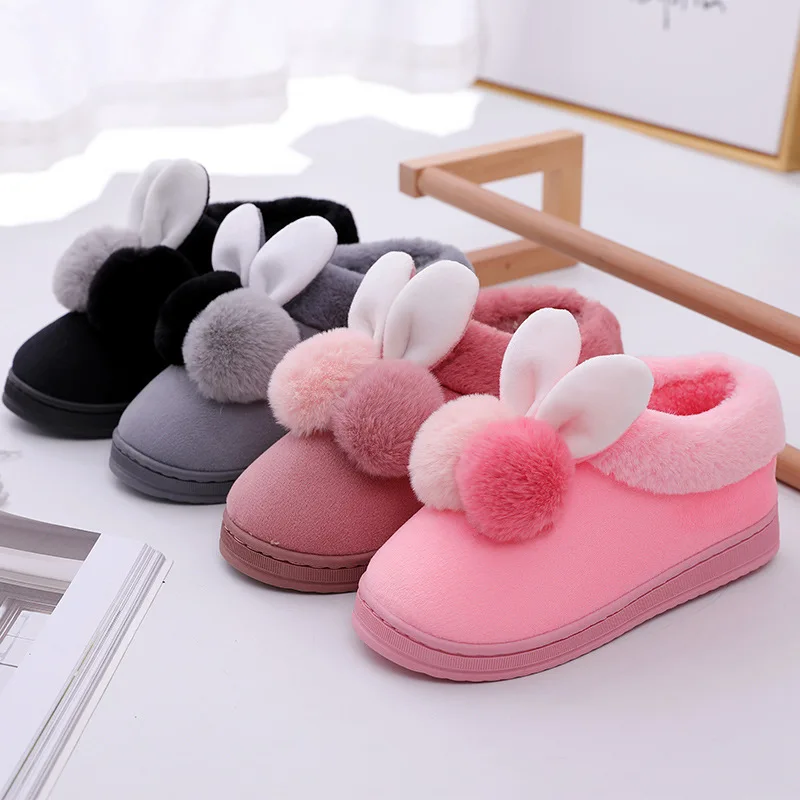 Warm Women Home Shoes Winter Women Cotton Slippers Plush Flat Floor Women Footwear Household Fur Slippers Women Indoor Floor