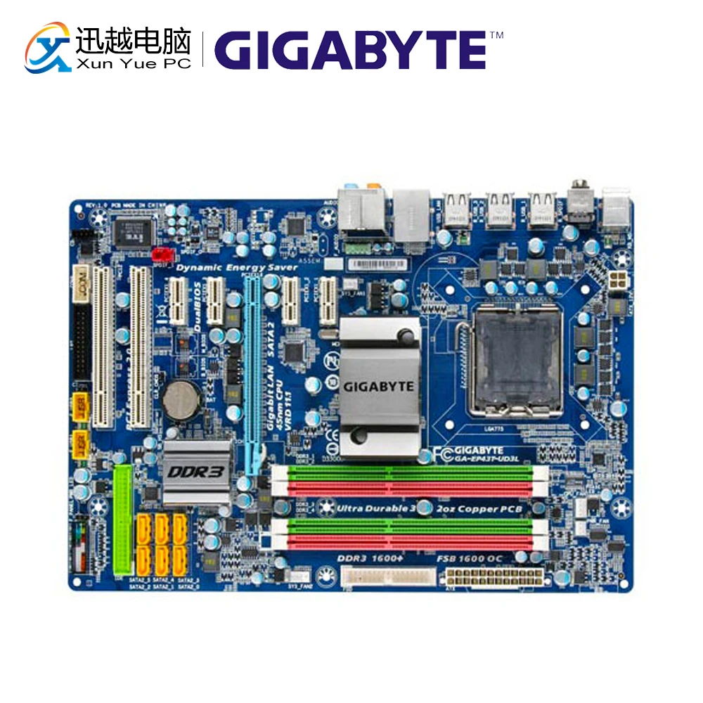 Gigabyte GA-EP43T-UD3L настольная материнская плата EP43T-UD3L P43 LGA 775 Core 2 Quad Extreme Duo DDR3 16G SATA2 USB2.0 ATX