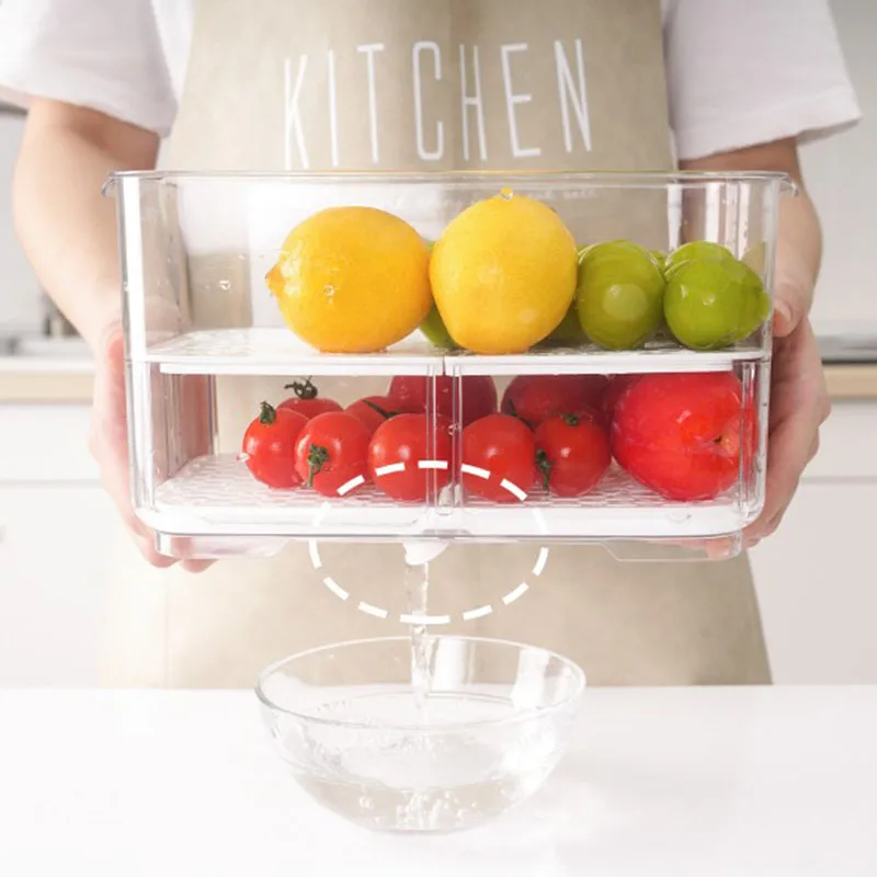 

Fresh-keeping Storage Box Plastic Organize Fruit Vegetable Kitchen Boxes контейнер хранения Put Food TransparentHome Breathable