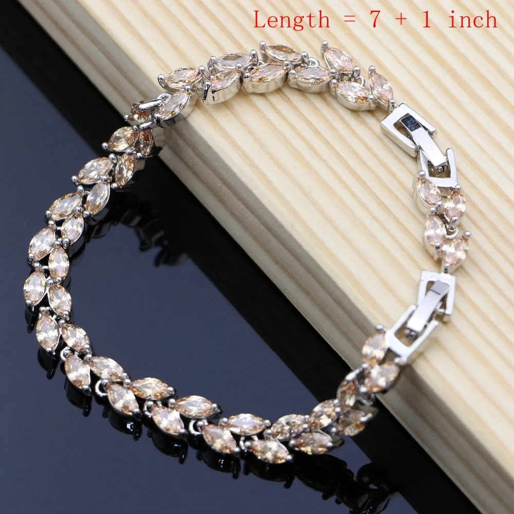 Silver 925 Bridal Jewelry Sets Natural Zircon For Women Earrings With Stone Necklace Set Dropshipping | Украшения и аксессуары