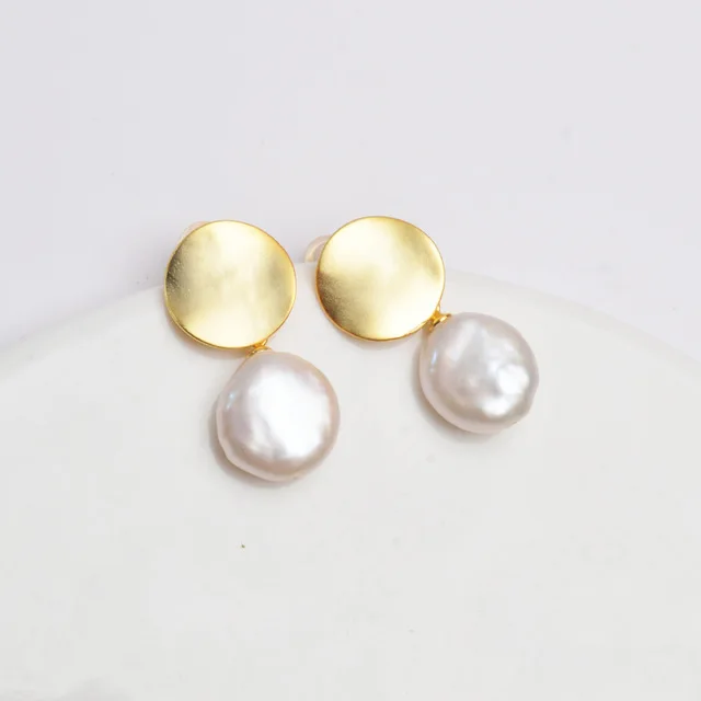 12-13mm(Gold) ASHIQI Настоящее серебро 925 проба Корейская серьга 12-13 мм большой натуральный пресноводный барочный жемчуг модные украшения для женщин - Цвет камня: 12-13mm(Gold)