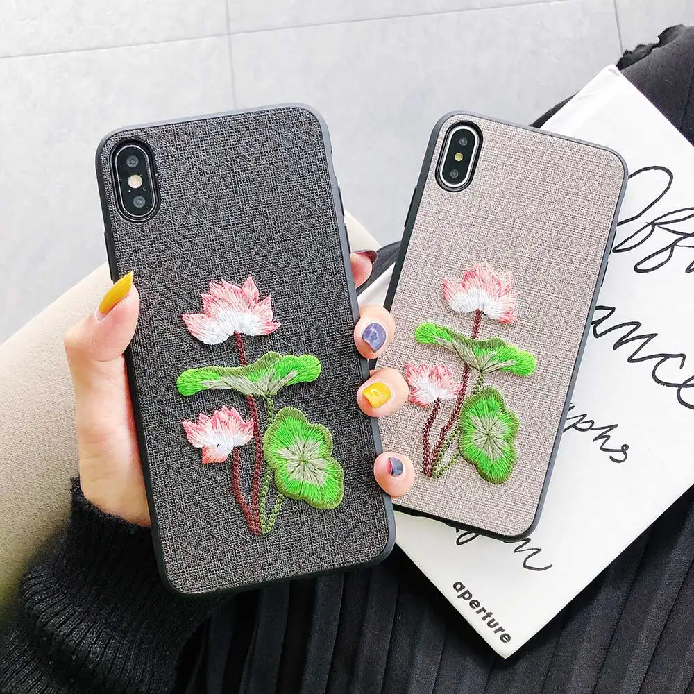 Новый чехол с вышитыми цветами и бабочками для телефона iPhone 11 Pro 11pro Max XS X XR 6 6s 7 8 Plus