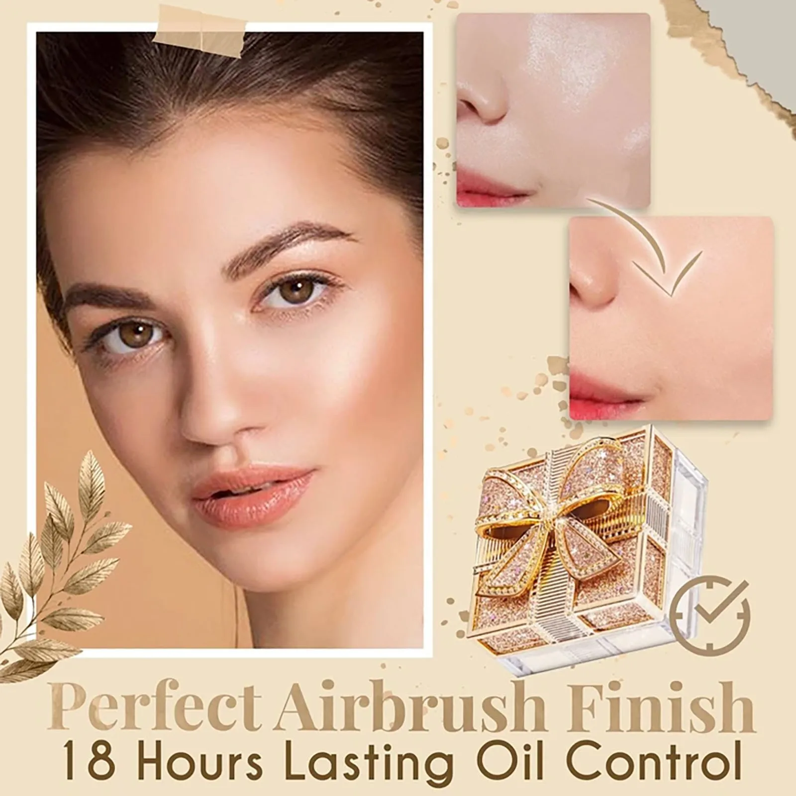 

New online powder bow makeup lasting matte waterproof long-term oil control powder cosmetic powder