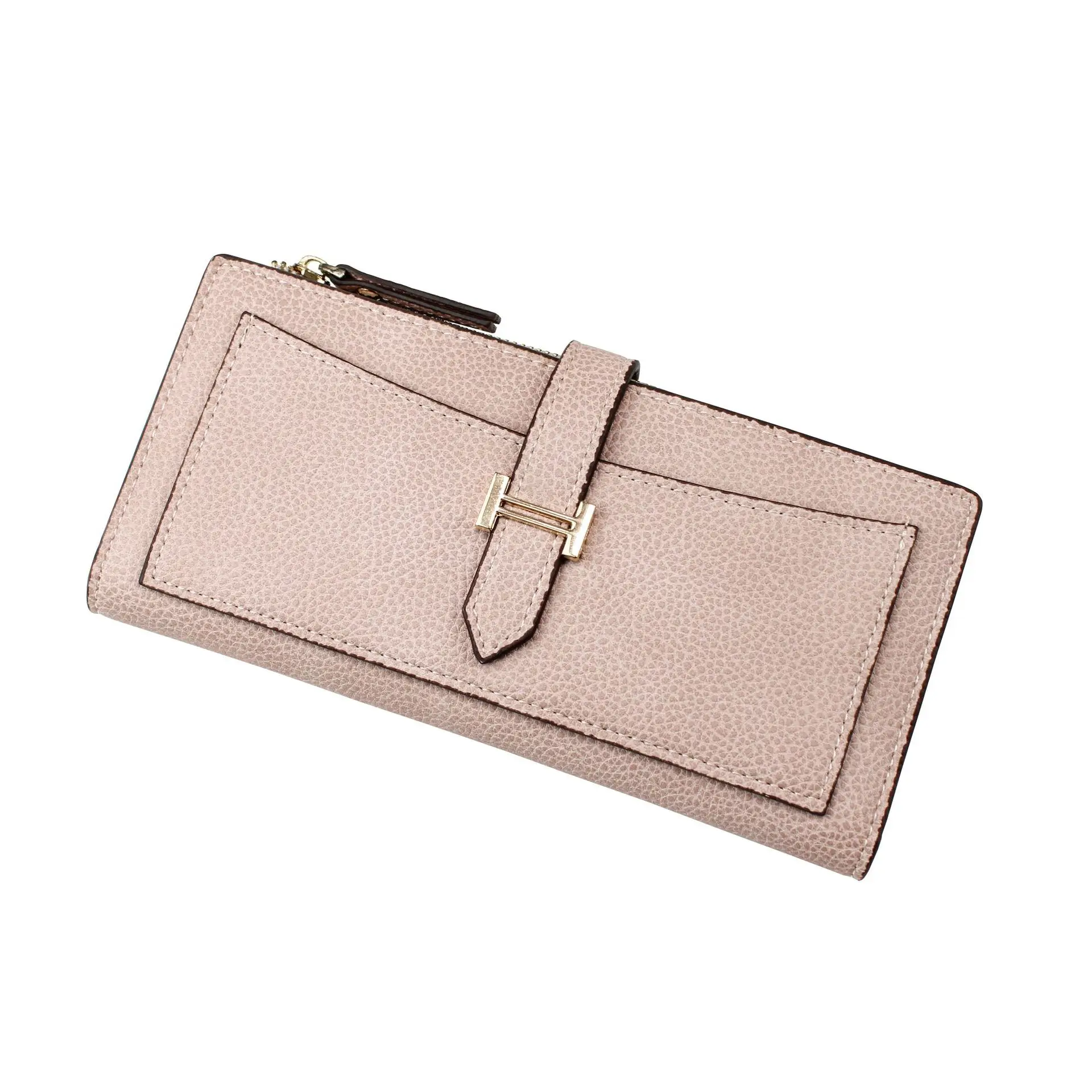 

Woman's Wallet Long Stylish Ultra-thin Buckle Multi-card Bit Bag Zippered Mobile Phone Bag Check Clip