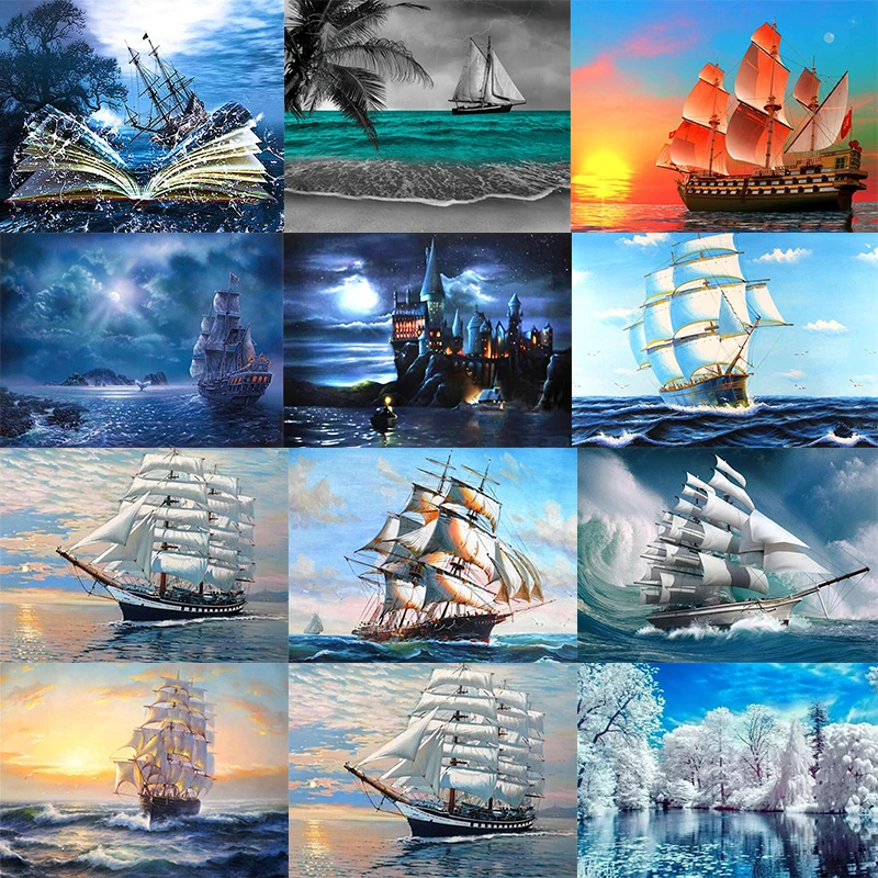 Пейзаж Алмазная картина парусник мозаика домашний ручной работы наборы для