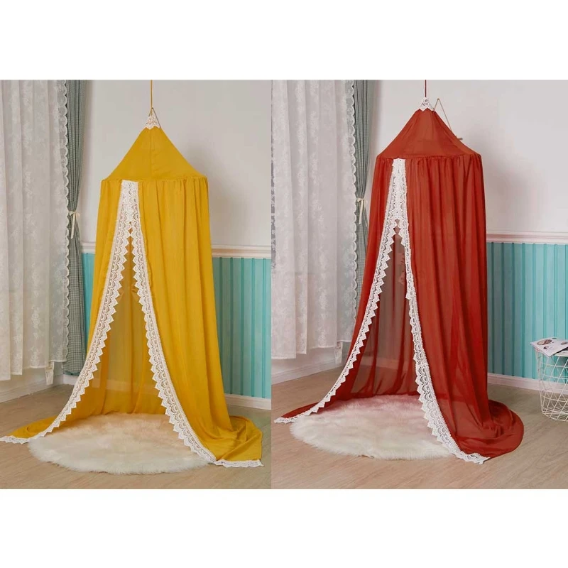

Baby Crib Cot Hanging Tent Kid Bed Canopy Mosquitoes NetLace Curtains Girl Princess Round Dome Canopy Children Play Tent