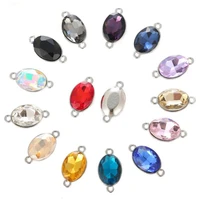 10pcslot crystal rhinestone oval glass charms for jewelry making earring pendant connectors bracelet necklace charm accessories