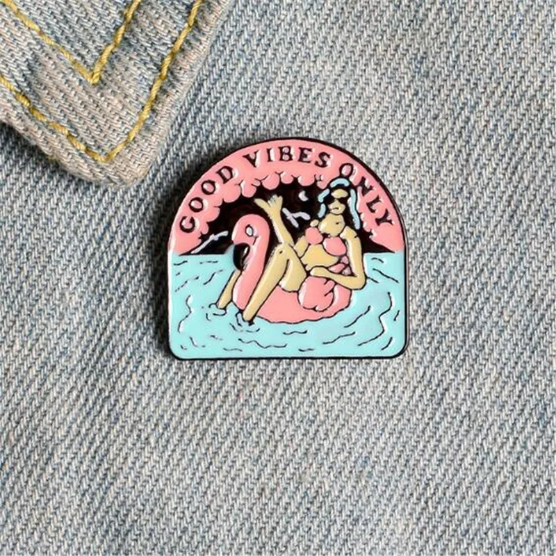 Новый мультфильм плавательный бассейн значок украшения одежды аксессуары