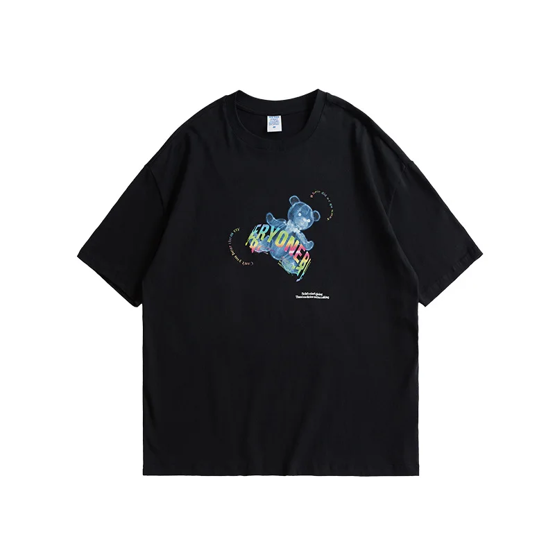 

INF T-shirt Unisex Man Woman Fashion Print T-shirt Summer Couples Street Laser Little bear