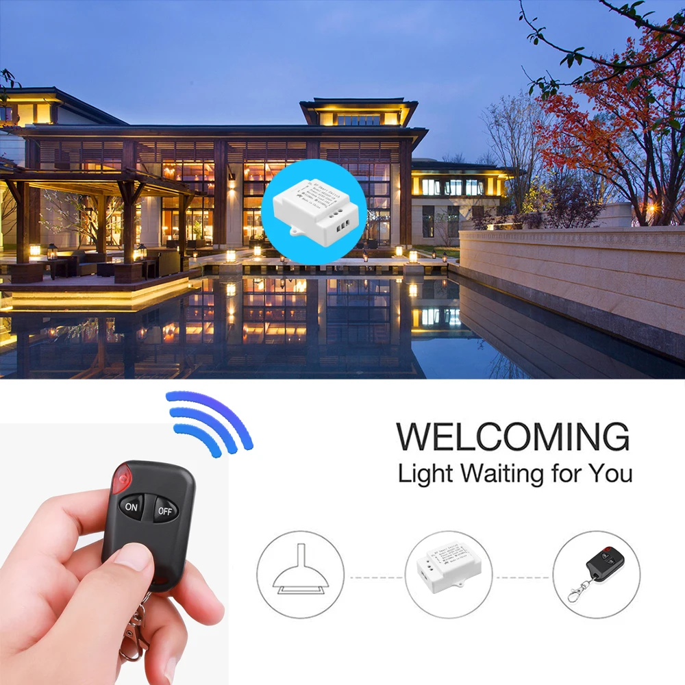 kebidu 220V Lamp Wireless Remote Control Switch ON/OFF 433 MHz 110V Receiver Transmitter For Led Lights Bulb DIY | Электроника