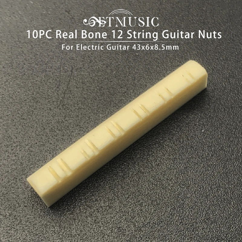 

10Pcs Slotted Real Bone 12 String Guitar Nuts For Electric Guitar 43x6x8.5mm