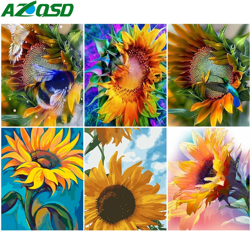 

AZQSD 40x50cm Oil Painting By Numbers Sunflower Picture Artcraft On Canvas Unique Gift Coloring By Numbers Floral Home Decor