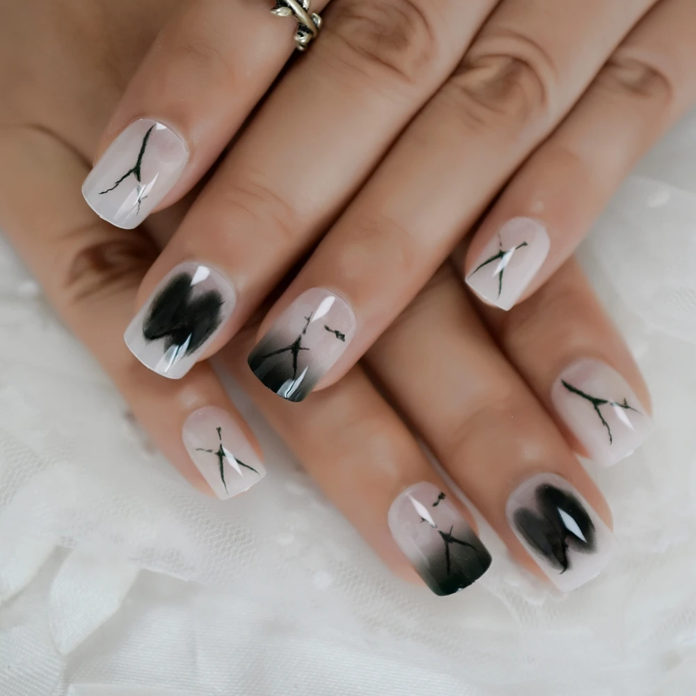 Выцветающие накладные ногти Короткие молочные белые дамские для ежедневного