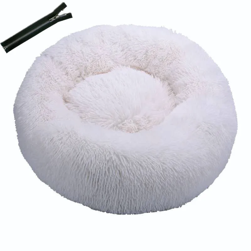 

Pet Bed Cat Litter Dog Kennel Plush Round Deep Sleeping Bed Warming With Removable Pad Pet Kennel Removable and Washable