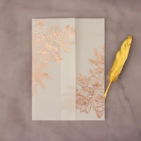 50x vellum wedding invitations cards rose gold foil bridal shower invite envelopes gilding silver stamping foil birthday party