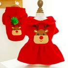 Красная одежда для собак, куртка для собаки, зимняя одежда для пары собак, лось, платье для собаки, пальто с капюшоном для рождества, пальто для собаки, куртка для чихуахуа L