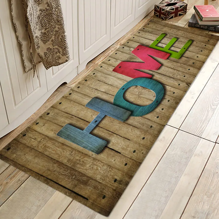 Brown wood bars 14 Brown wood bars Flannery printing Anti-Slip absorbent home mat - Цвет: Brown wood bars 14