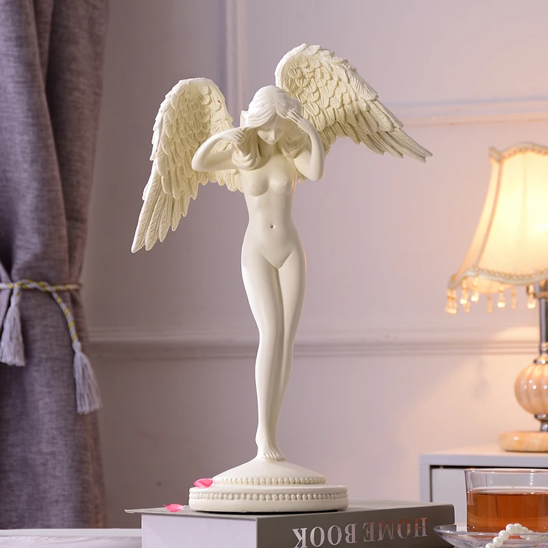 

[HHT] Nordic Beauty Angel Wings Sculpture Body Art Ornaments Statue Living Room TV Cabinet Bedroom Home Decoration Resin Crafts