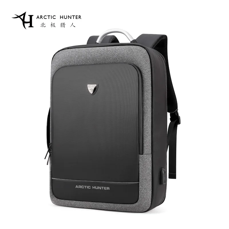 ARCTIC HUNTER, расширяемый мужской 17 дюймовый рюкзак для ноутбука, мужской рюкзак с usb зарядкой, большой емкости, водонепроницаемый рюкзак, дорожная сумка, Mochila - Цвет: Dark Gray