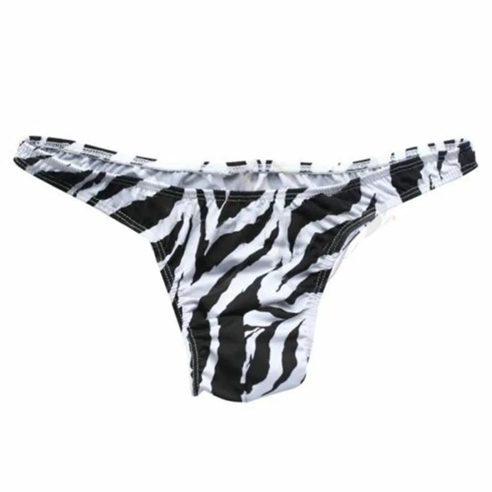 

Cut Zebra Print Sexy men Briefs Male Breathable Underwear Men's Low-waist Briefs T-Back Thong and G-String Seamless Panties A50