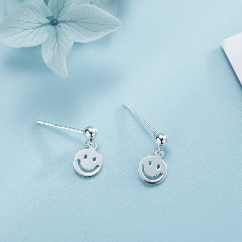 Silver Ear Nail Woman Han Edition Sweet Clean Smiling Face Lovely Sunshine ins Jewelry | Украшения и аксессуары