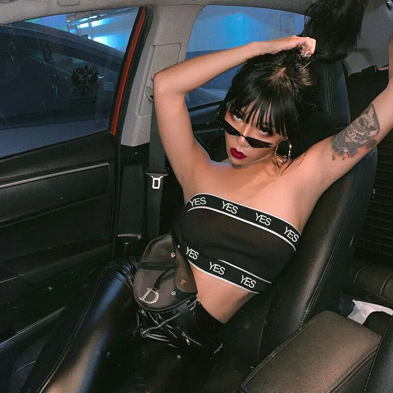 Модные женские без рукавов Летние бюстье укороченный топ черный | Женская одежда