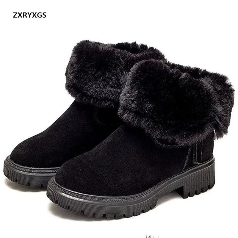 

ZXRYXGS 2022 высококачественные зимние ботинки из матовой воловьей кожи с хлопком теплые удобные женские ботинки