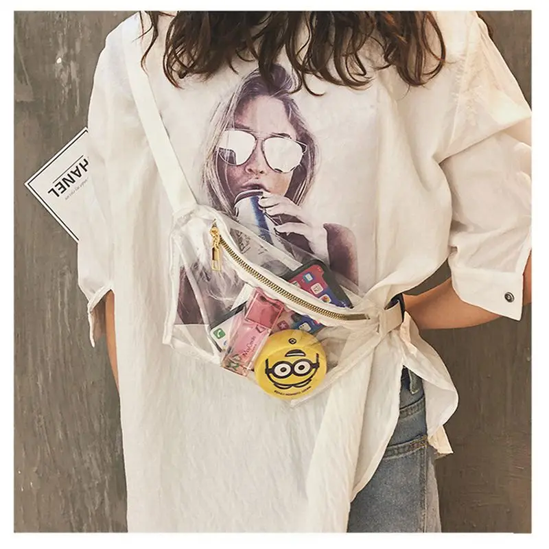 Женская прозрачная сумка сумка-тоут через плечо из ПВХ с прозрачной молнией |