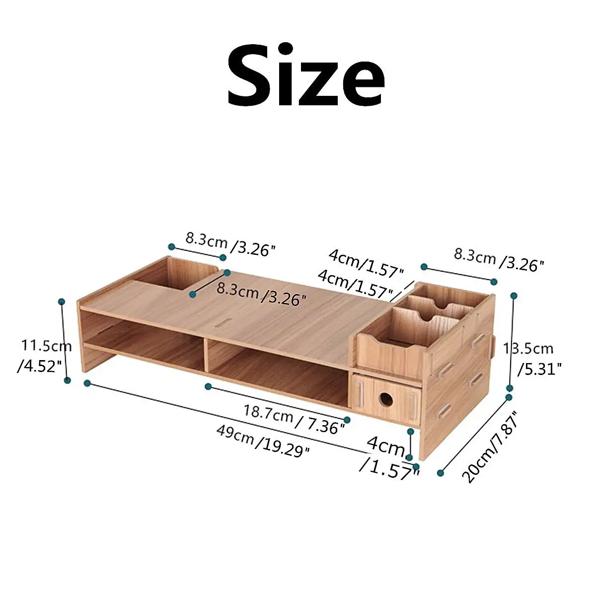 

Wooden Monitor Holder Bracket Computer Stand Desktop Storage Shelf Laptop Stand Screen Rack Desk PC Riser Organizer 48*20*12.3cm